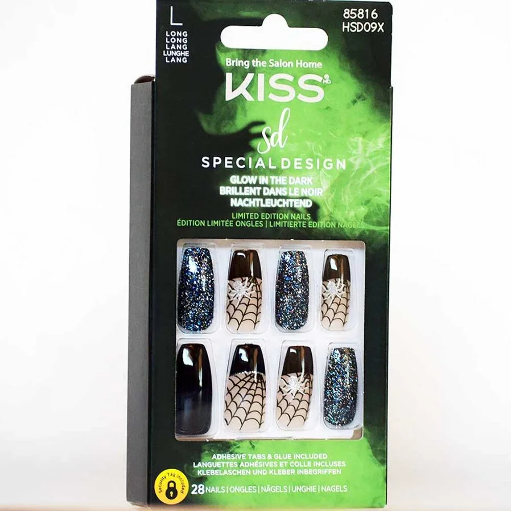 KISS Special Design Glow-in-the-Dark Halloween Long Length Nails  Shake UR Bones